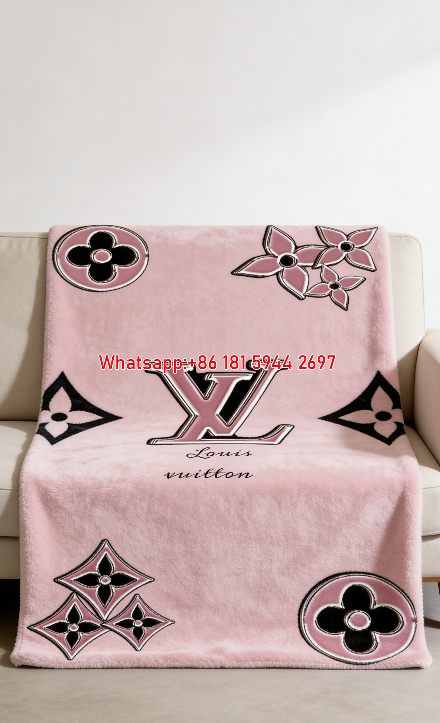 Pink LV Monogram Throw IMG_3163